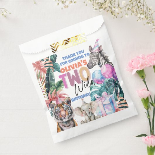 Twee Wild Safari tweede partij Dier dank u Bedankzakje (Gezegeld)