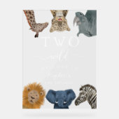 Twee Wild Safari Verjaardag Welkom Acryl Bord (Voorkant)