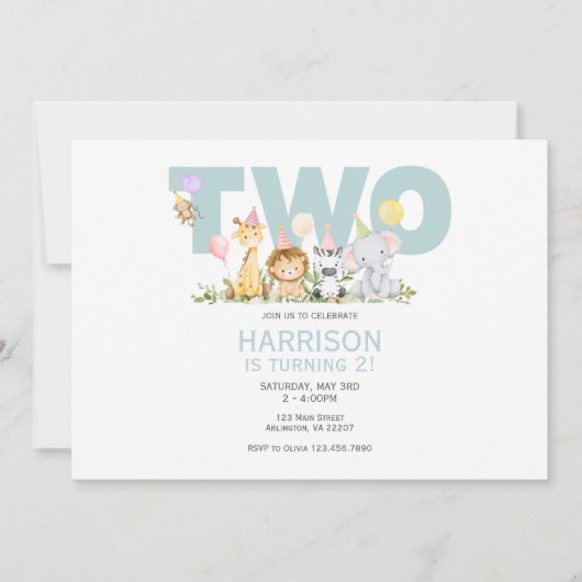 TWEE Wild Safari Verjaardagsuitnodiging – 2e Verja Kaart (Voorkant)