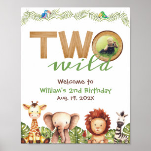 Twee Wild Safari Welkome Foto van Wood 2e verjaard Poster