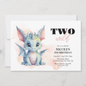 Twee Wild Schattige Baby Dragon Sprookje 2e Verjaa Kaart (Voorkant)