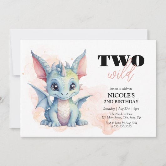 Twee Wild Schattige Baby Dragon Sprookje 2e Verjaa Kaart (Voorkant)