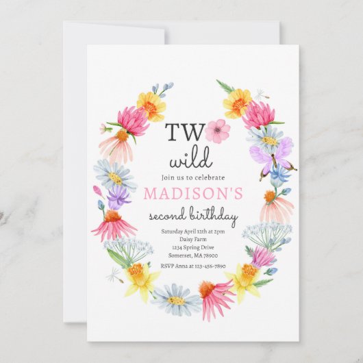 Twee Wild Spring Garden Wildflower Verjaardagsfees Kaart (Voorkant)
