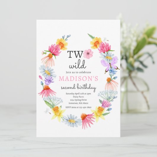 Twee Wild Spring Garden Wildflower Verjaardagsfees Kaart (Staand voorkant)