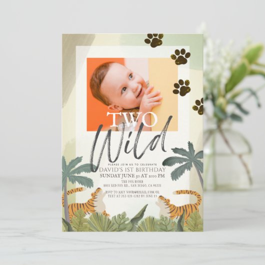 Twee Wild Tiger Safari Oerwoud 2e verjaardag Foto Kaart (Staand voorkant)