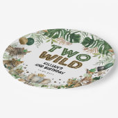 Twee Wild Tropical Oerwoud Safari Animals Verjaard Papieren Bordje (Gekanteld)