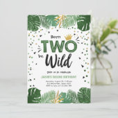 Twee Wild Tropical Safari Gold Boy tweede verjaard Kaart (Staand voorkant)