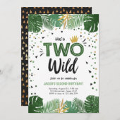 Twee Wild Tropical Safari Gold Boy tweede verjaard Kaart (Voorkant / Achterkant)