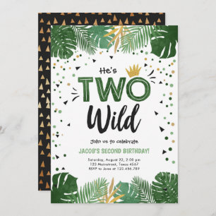 Twee Wild Tropical Safari Gold Boy tweede verjaard Kaart