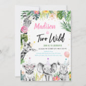Twee Wild Tropical Safari Oerwoud Girl Birthday Kaart (Voorkant)