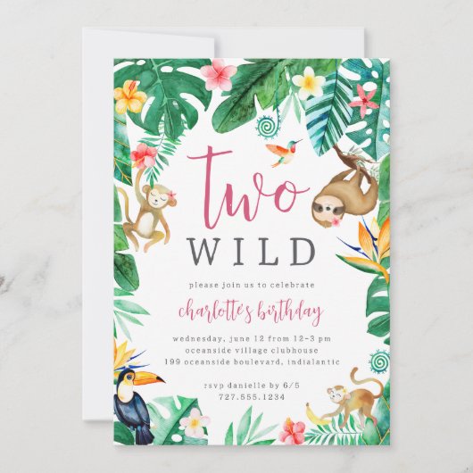 TWEE WILD Tropisch Oerwoud 2e Verjaardag Kaart (Voorkant)