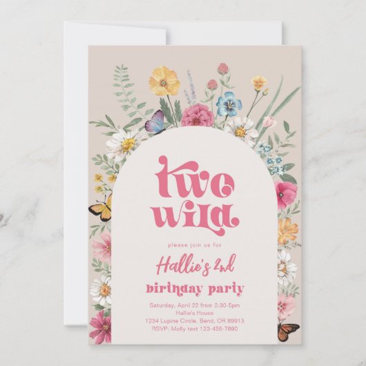 Twee Wild Wildflower Uitnodiging (Voorkant)