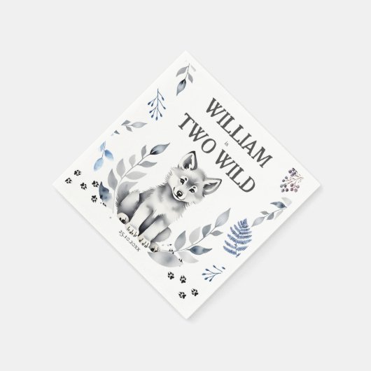 Twee Wild wolf thema verjaardagsfeestje gedrukt Servet (Hoek)