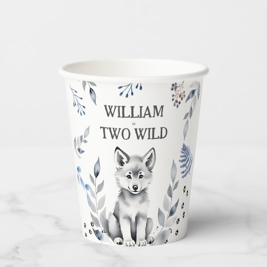 Twee Wild wolf thema verjaardagsfeestje servies Papieren Bekers (Achterkant)