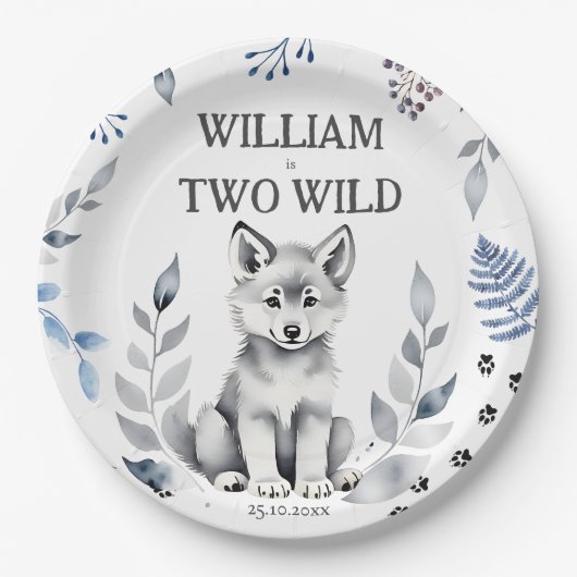 Twee Wild wolf thema verjaardagsfeestje servies Papieren Bordje (Voorkant)