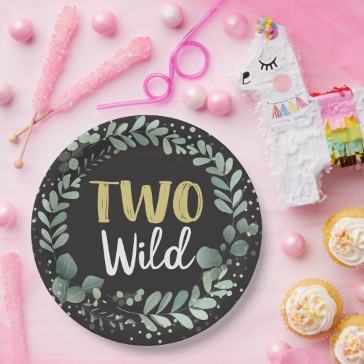 Twee Wild Woodland Animals Black Wreate Papieren Bordje (Feest)