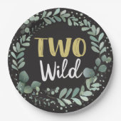 Twee Wild Woodland Animals Black Wreate Papieren Bordje (Voorkant)