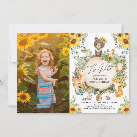 Twee Wild | Zonnebloembos 2e verjaardag Kaart (Voorkant)