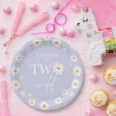 Twee Wilde 2de verjaardag Boho Retro Daisy Papieren Bordje (Feest)