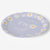 Twee Wilde 2de verjaardag Boho Retro Daisy Papieren Bordje (Gekanteld)