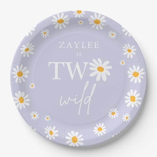 Twee Wilde 2de verjaardag Boho Retro Daisy Papieren Bordje (Voorkant)