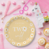 Twee Wilde 2de verjaardag Boho Retro Daisy Papieren Bordje (Feest)