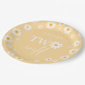 Twee Wilde 2de verjaardag Boho Retro Daisy Papieren Bordje (Gekanteld)
