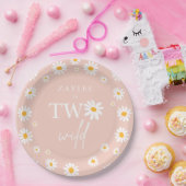 Twee Wilde 2de verjaardag Boho Retro Daisy Papieren Bordje (Feest)