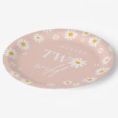 Twee Wilde 2de verjaardag Boho Retro Daisy Papieren Bordje (Gekanteld)