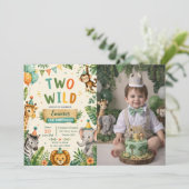 Twee Wilde 2de Verjaardagsfeestje Kaart (Staand voorkant)