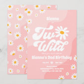 Twee Wilde 2e verjaardag Boho Floral Daisy Kaart (Voorkant / Achterkant)