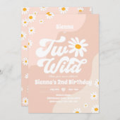 Twee Wilde 2e verjaardag Boho Floral Daisy Kaart (Voorkant / Achterkant)