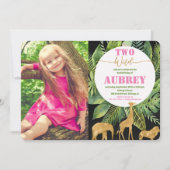 Twee wilde 2e verjaardag foto uitnodiging roze (Voorkant)