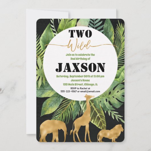 Twee wilde 2e verjaardag jongen uitnodigingen (Voorkant)