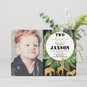 Twee wilde 2e verjaardag jongen uitnodigingen (Staand voorkant)