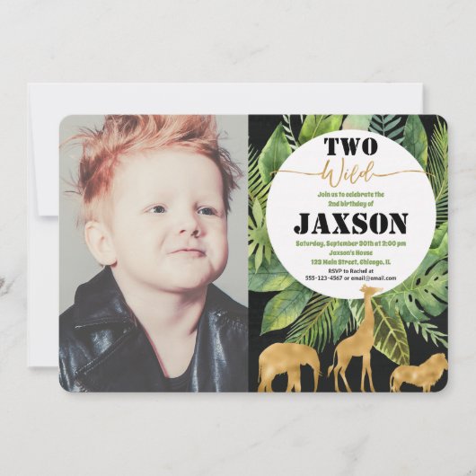 Twee wilde 2e verjaardag jongen uitnodigingen (Voorkant)