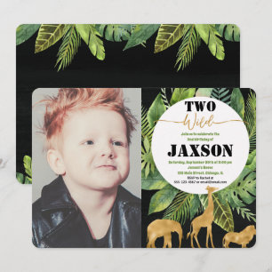 Twee wilde 2e verjaardag jongen uitnodigingen