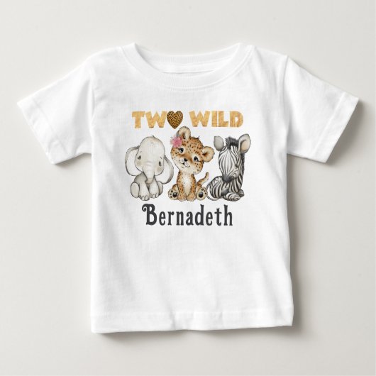 Twee Wilde 2e Verjaardag Oerwoud Baby Meisje T-shi (Voorkant)