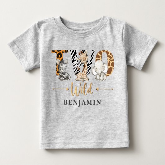 Twee Wilde 2e verjaardag Oerwoud Baby T-Shirt (Voorkant)