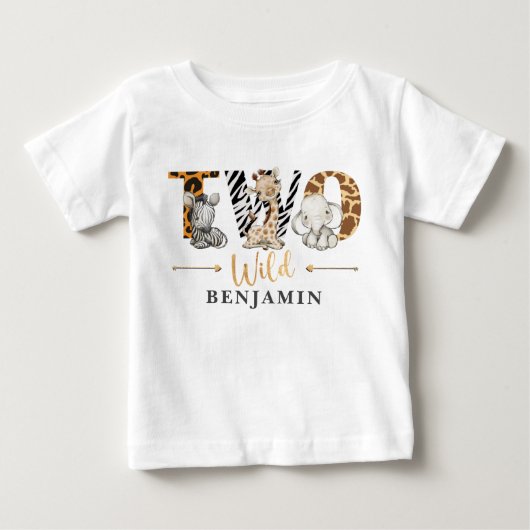 Twee Wilde 2e verjaardag Oerwoud Baby T-Shirt (Voorkant)