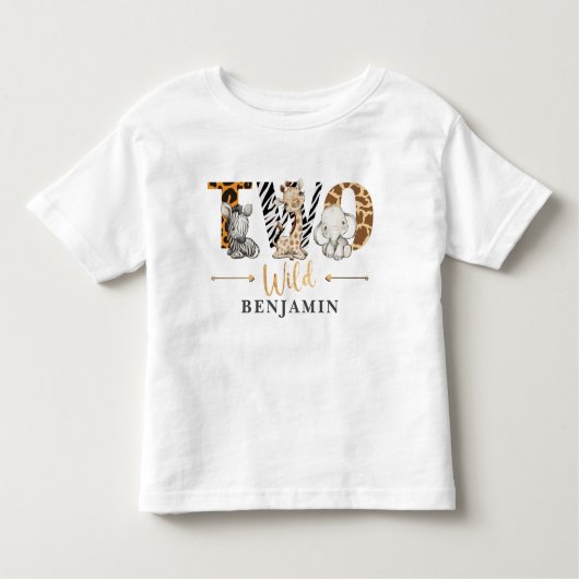 Twee Wilde 2e verjaardag Oerwoud Baby T-Shirt (Voorkant)