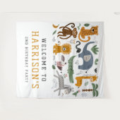 Twee wilde 2e verjaardag safari dieren kinderen we wandkleed (Voorkant (horizontaal))