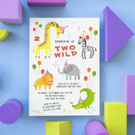 Twee wilde 2e verjaardag Safari Dieren schilderen  Kaart