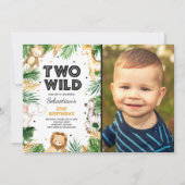 Twee wilde 2e verjaardag van de Safari Dierenparti Kaart (Voorkant)