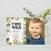 Twee wilde 2e verjaardag van de Safari Dierenparti Kaart (Staand voorkant)