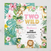 Twee wilde 2e verjaardag van de Safari Dierenparti Kaart (Voorkant / Achterkant)