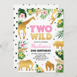 Twee wilde 2e verjaardag van de Safari Dierenparti Kaart