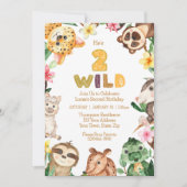 Twee wilde 2e verjaardag van de Safari Dierenparti Kaart (Voorkant)