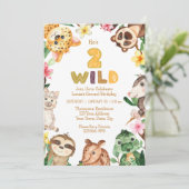 Twee wilde 2e verjaardag van de Safari Dierenparti Kaart (Staand voorkant)