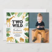 Twee wilde 2e verjaardag van de Safari Dierenparti Kaart (Voorkant)